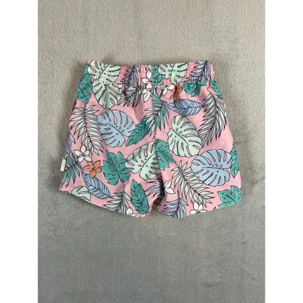 Quince Toddler Pink Tropical Floral‎ Mesh Lined Swim Trunks 12-18M